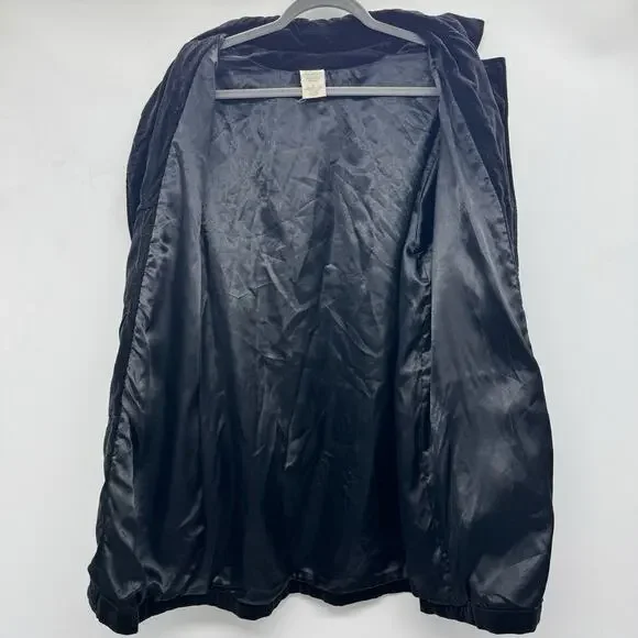 Vintage 90s Old Navy Velvet Pea Coat Sz XL Black Witchy Goth Grunge Regency Gorp - Picture 4 of 11